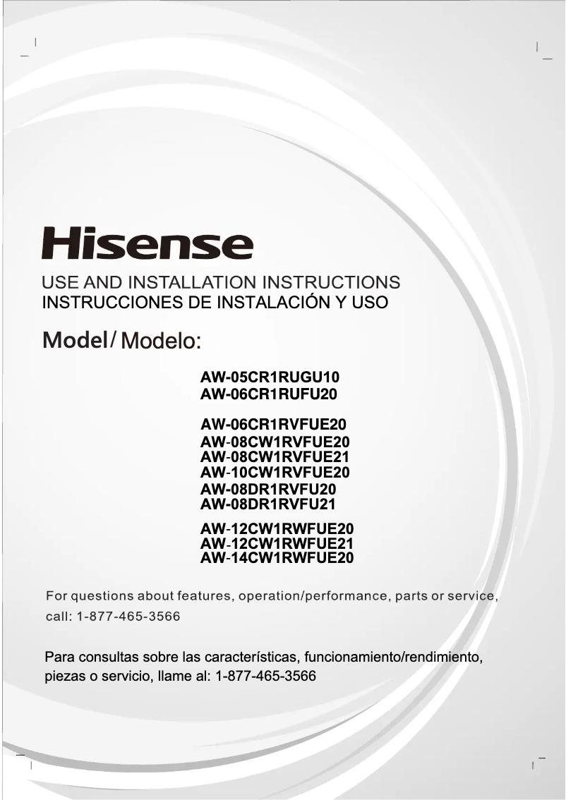 Page 1 de la notice Manuel utilisateur Hisense AW0822DR1W