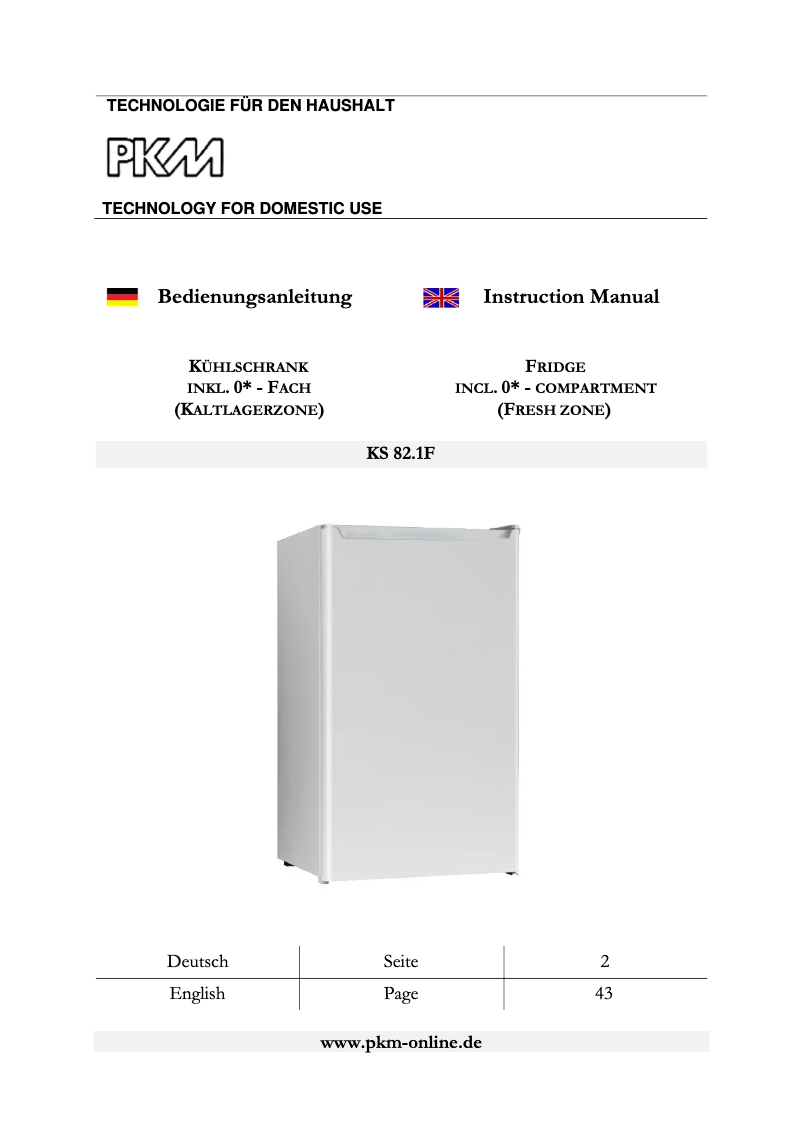 Page 1 de la notice Manuel utilisateur PKM KS82.1F