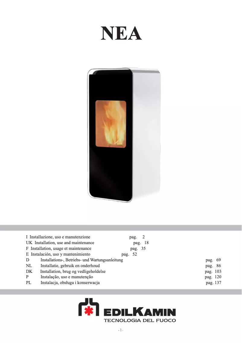 Page 1 de la notice Manuel utilisateur Edilkamin NEA