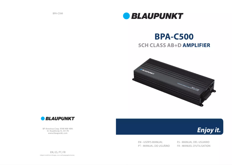 Imagen de la primera página del manual del dispositivo BPA-C500