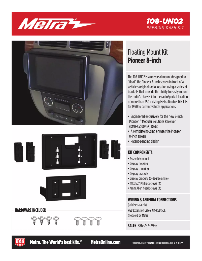 Page n°1 - Fiche technique Metra 108-UN02