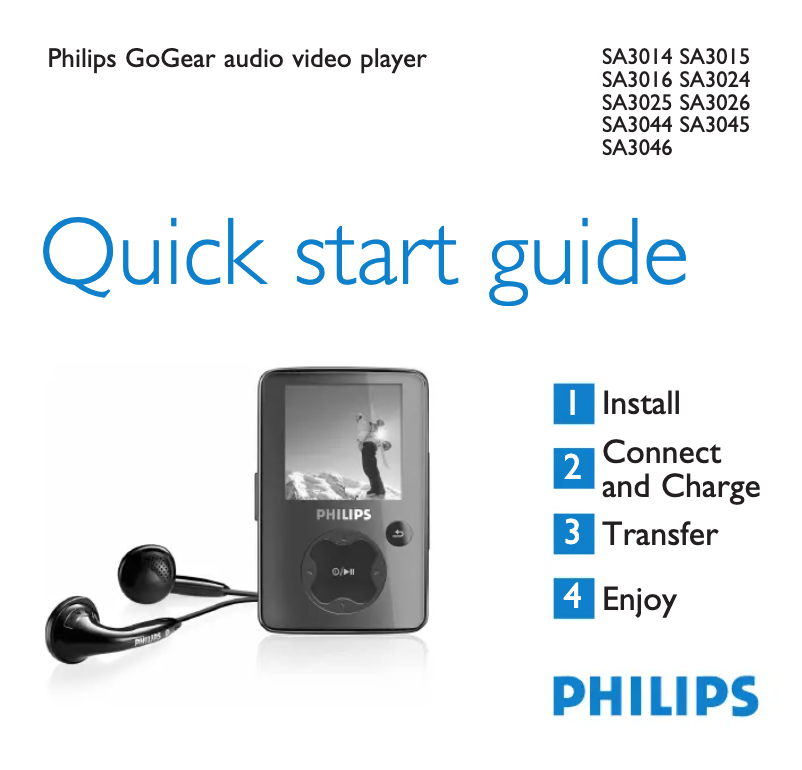 Page 1 of the manual Quick Start Guide Philips GoGear SA3014