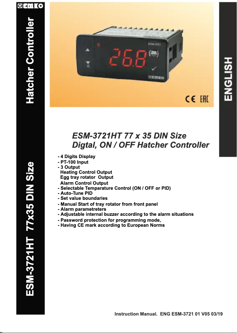 Page n°1 - Manuel utilisateur Emko ESM-3721