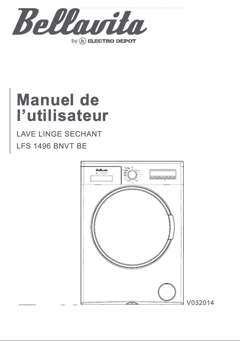 Page 1 de la notice Manuel utilisateur Bellavita LFS 1496 BNVT BE