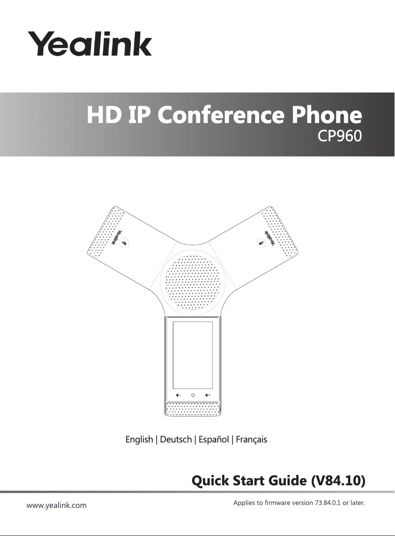 Page 1 de la notice Guide de démarrage rapide Yealink CP960