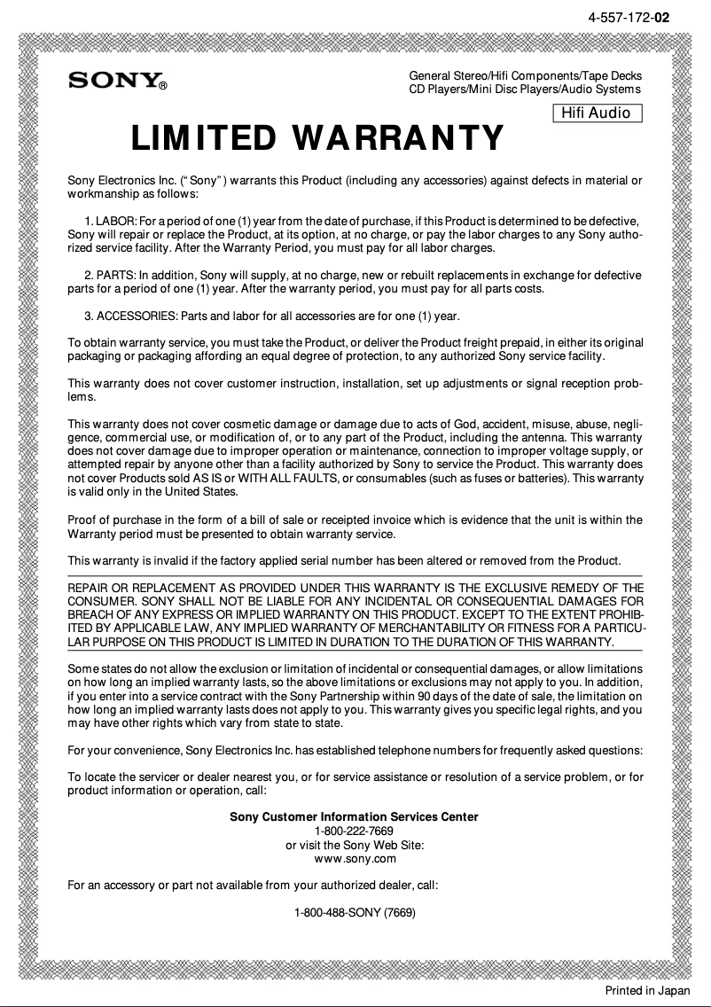 Page 1 de la notice Mode d'emploi Sony SS-F5000