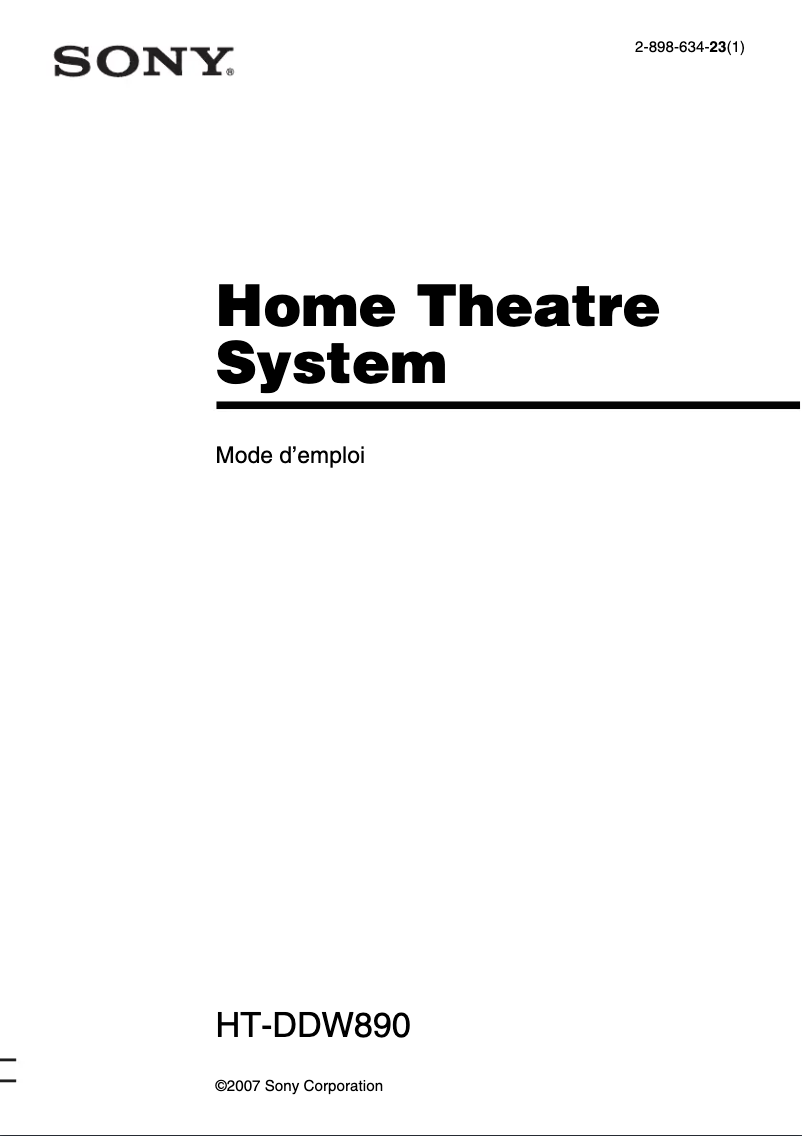 Image de la première page du manuel de l'appareil HT-DDW890