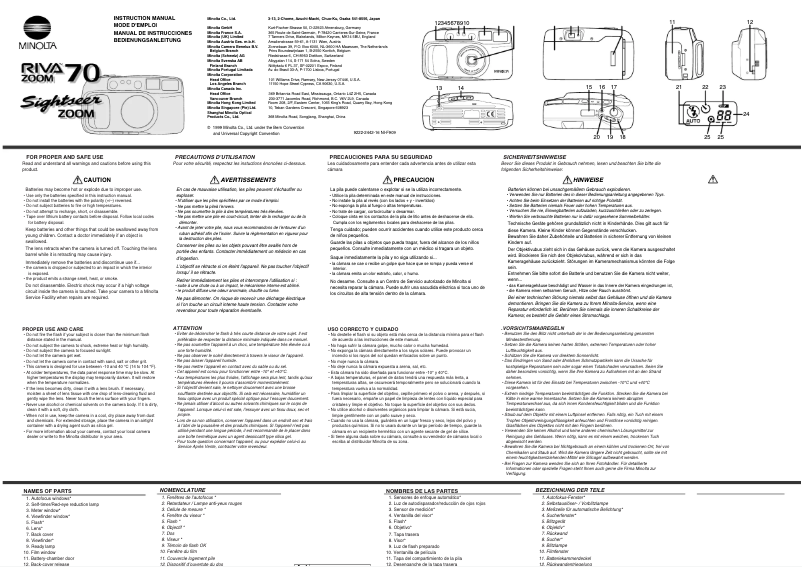 Page 1 de la notice Manuel utilisateur Konica Minolta Freedom Sightseer Zoom