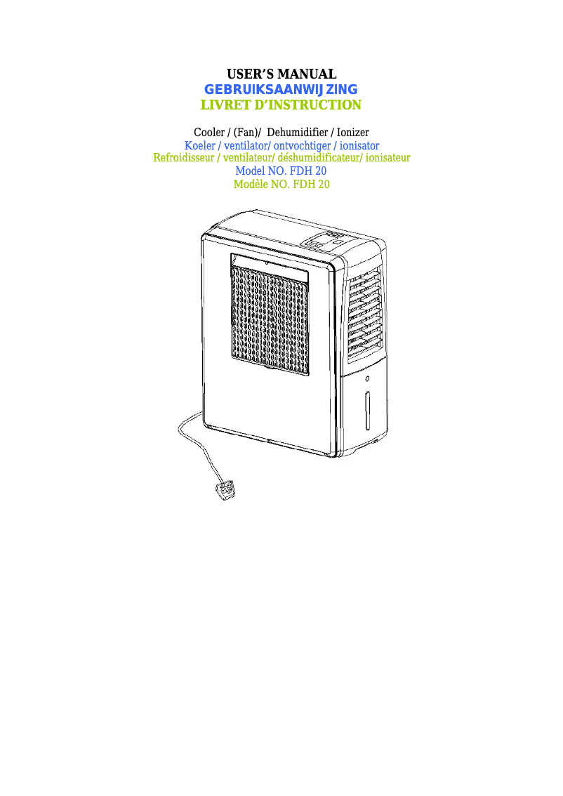 Page n°1 - Manuel utilisateur Frigor FDH20