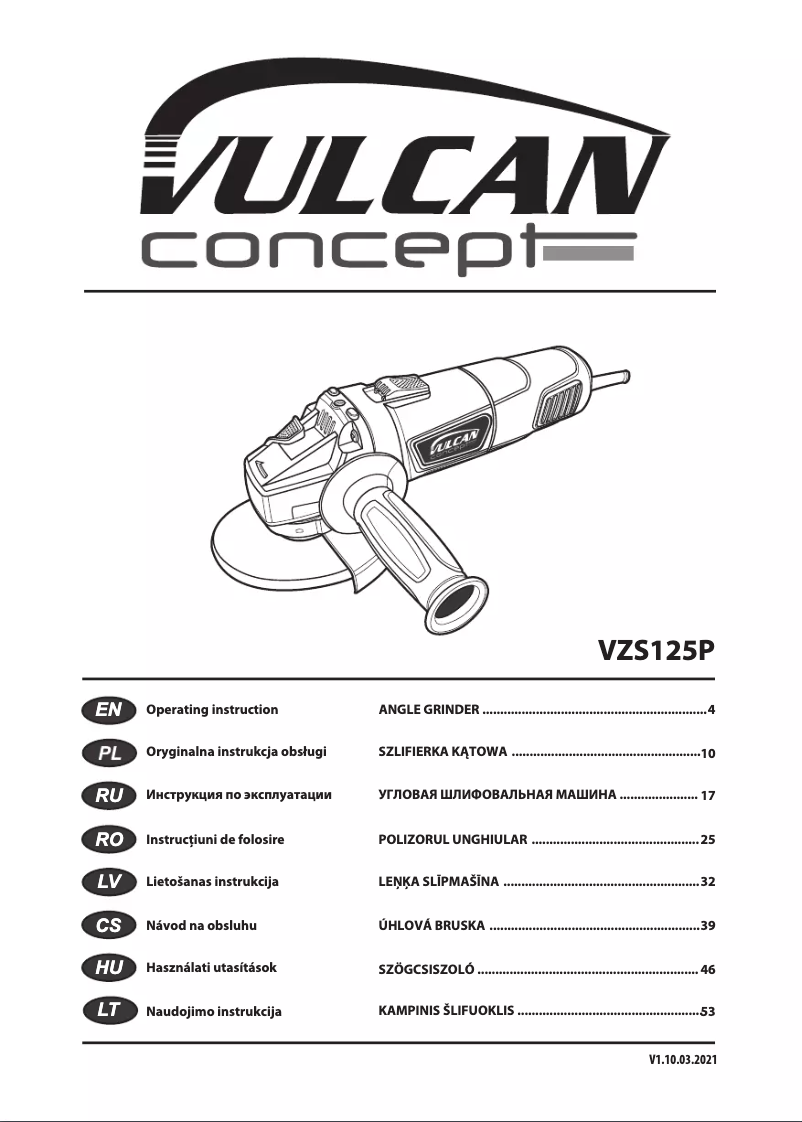 Page n°1 - Manuel utilisateur Vulcan VZS125P