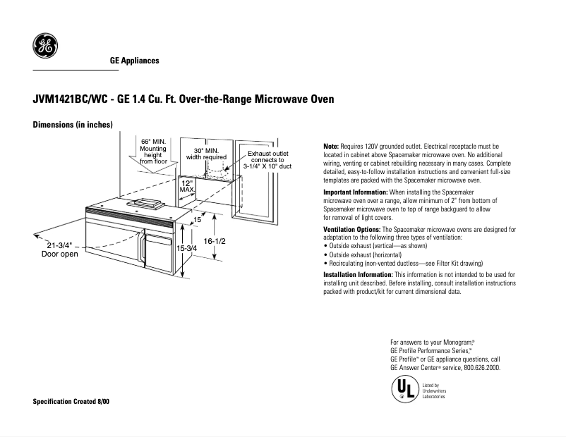 Imagen de la primera página del manual del dispositivo JVM1421BC