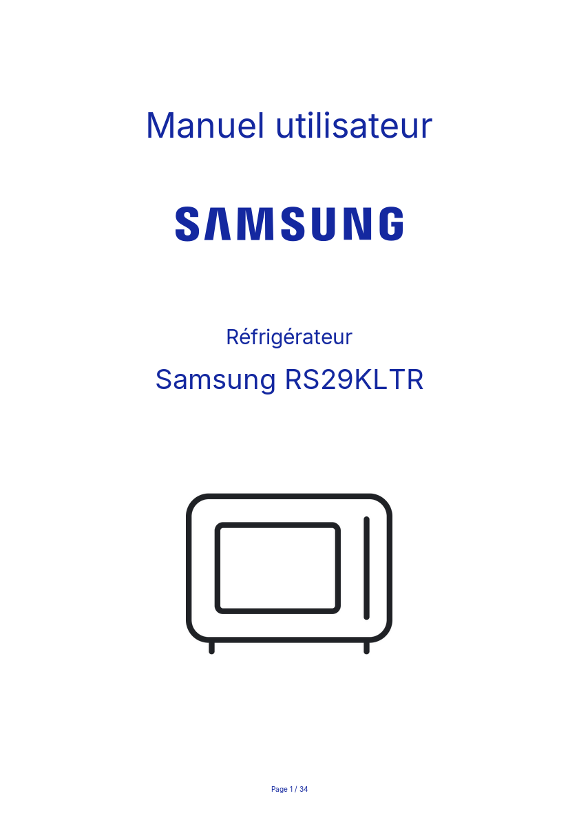 Image de la première page du manuel de l'appareil RS29KLTR