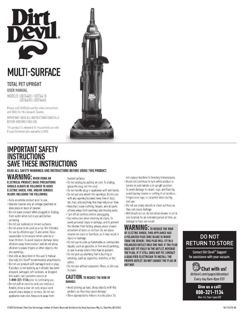 Image de la première page du manuel de l'appareil Multi-Surface Rewind+