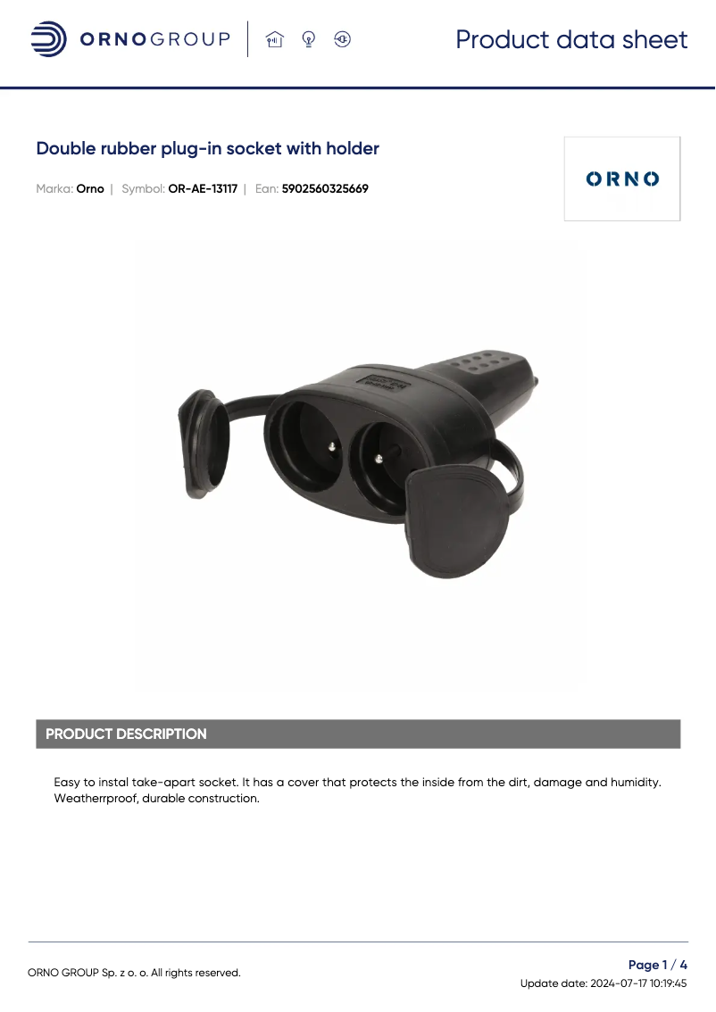 Image de la première page du manuel de l'appareil OR-AE-13117