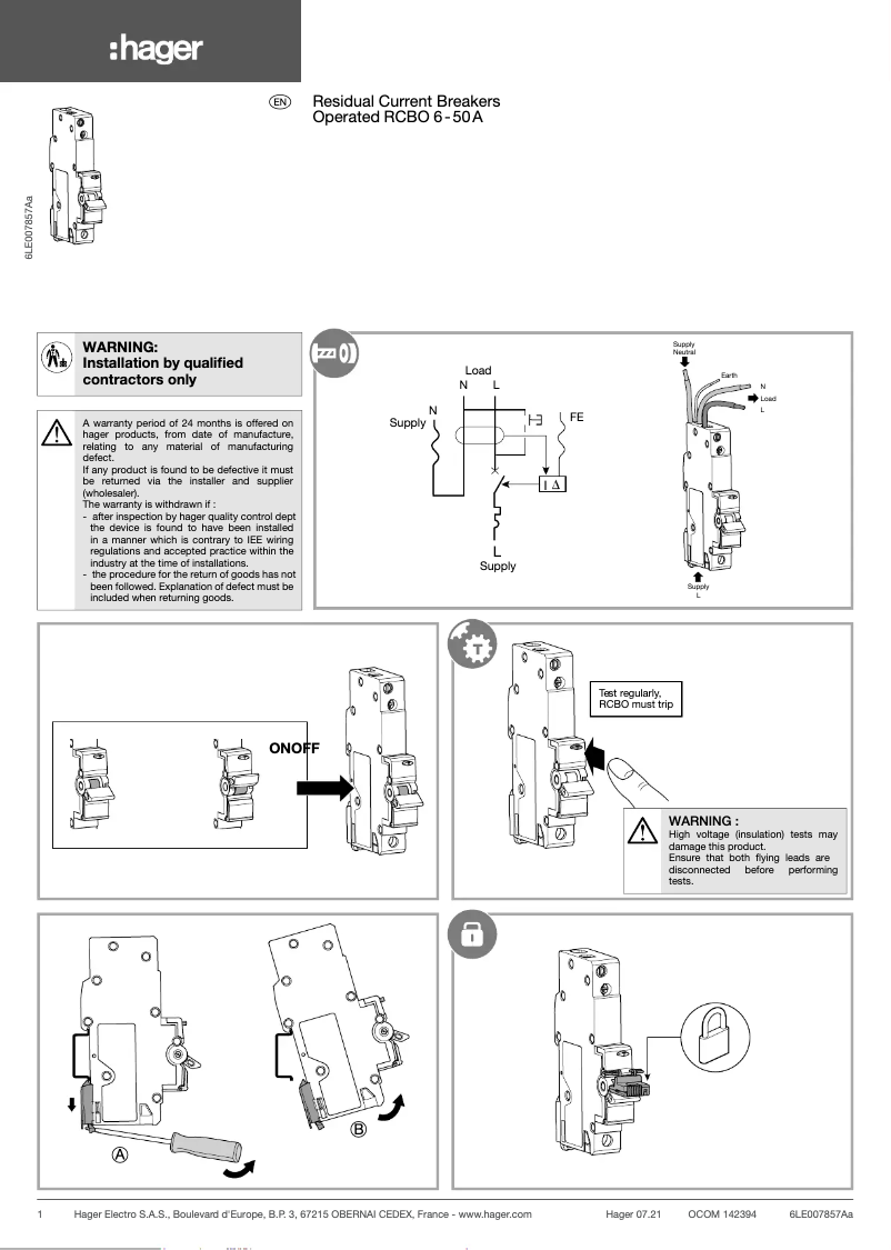 Page 1 de la notice Manuel utilisateur Hager ADC284Y