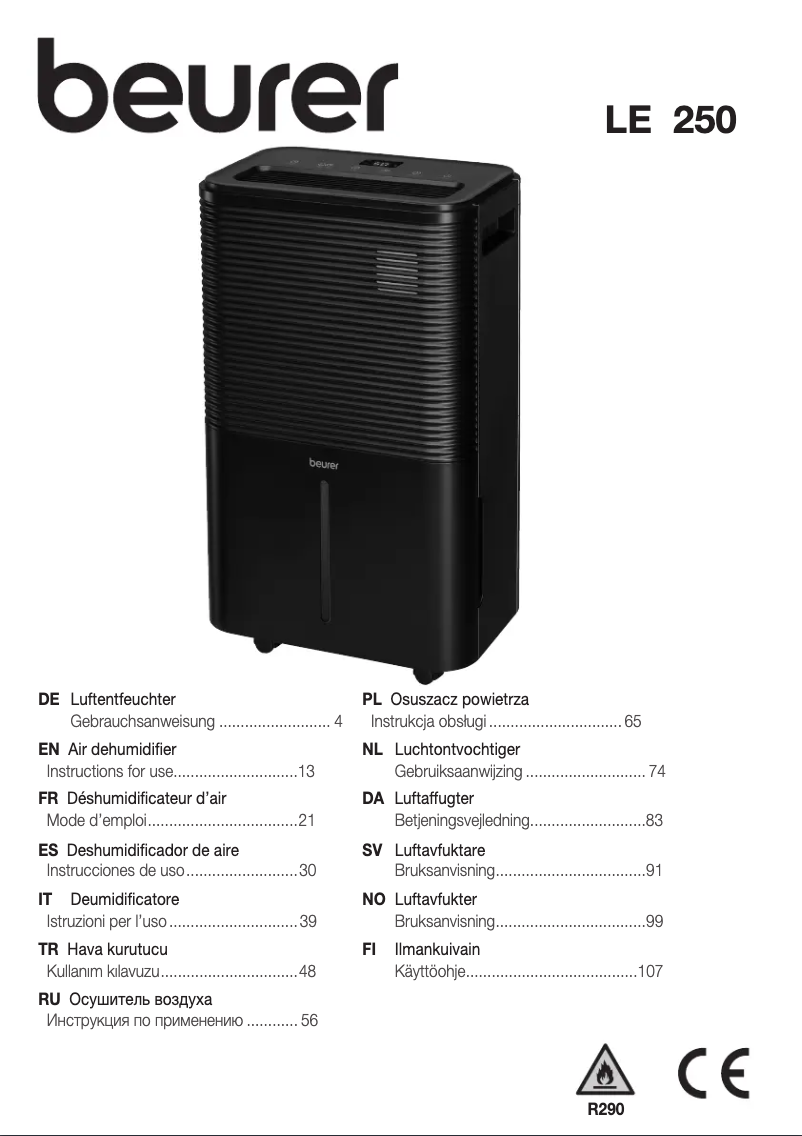 Image de la première page du manuel de l'appareil LE 250