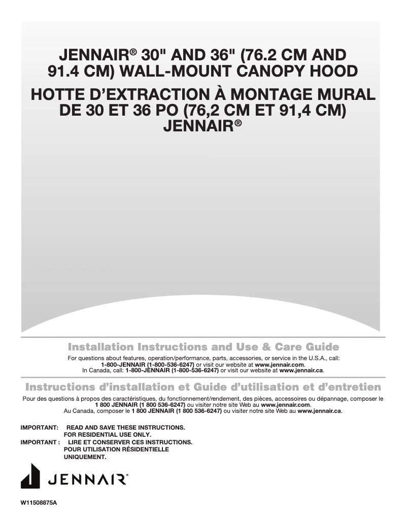 Page n°1 - Guide d'installation JennAir JVW0636LS