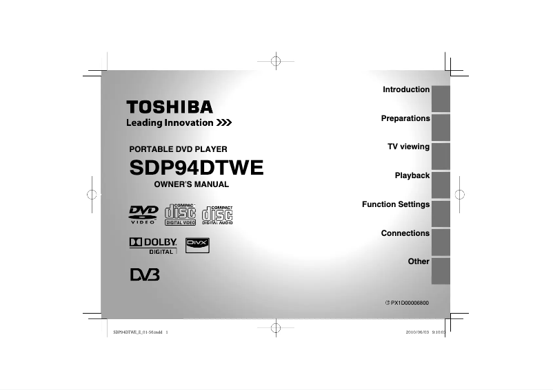 Page n°1 - Manuel utilisateur Toshiba SDP94DTWE