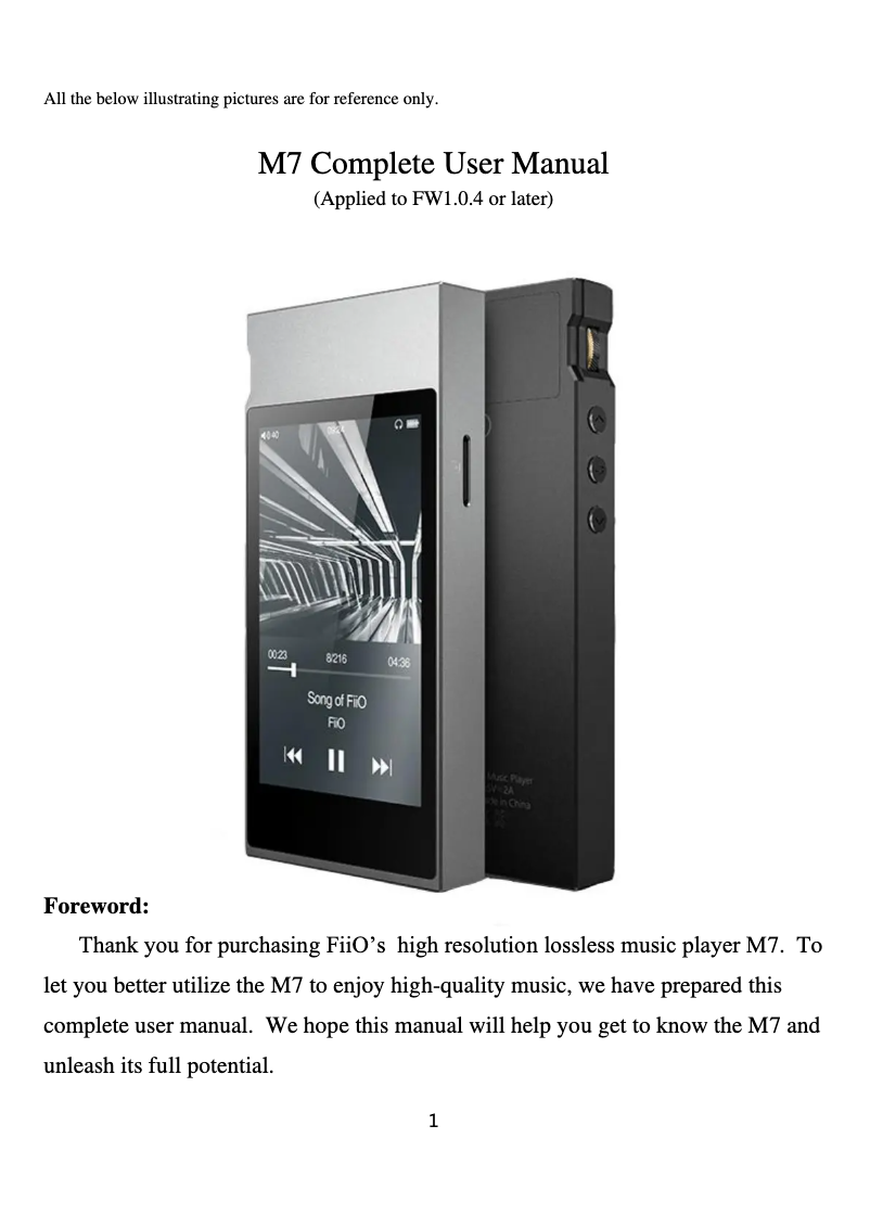 Image de la première page du manuel de l'appareil M7K