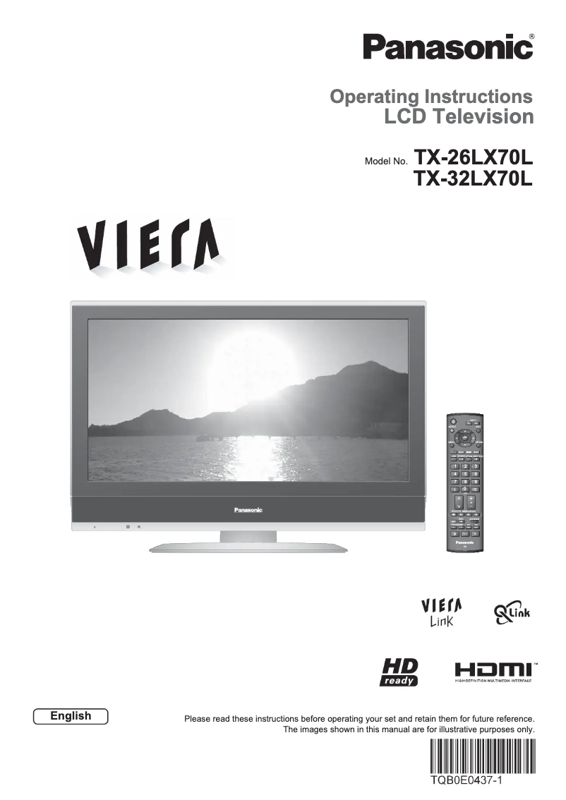 Image de la première page du manuel de l'appareil Viera TX-32LX70L