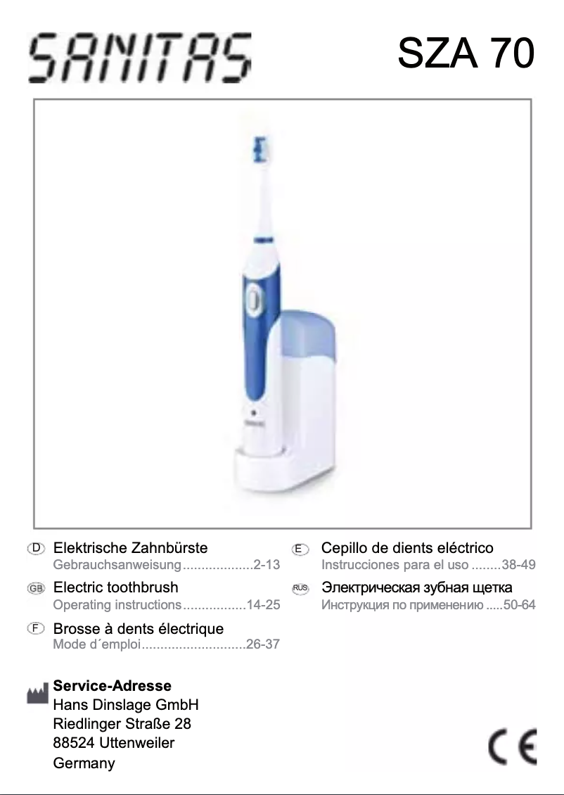 Page 1 de la notice Manuel utilisateur Sanitas SZA 70