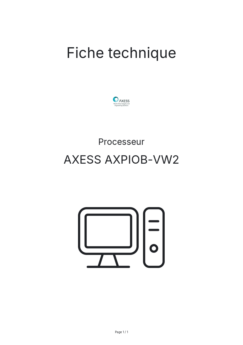 Page n°1 - Fiche technique AXESS AXPIOB-VW2