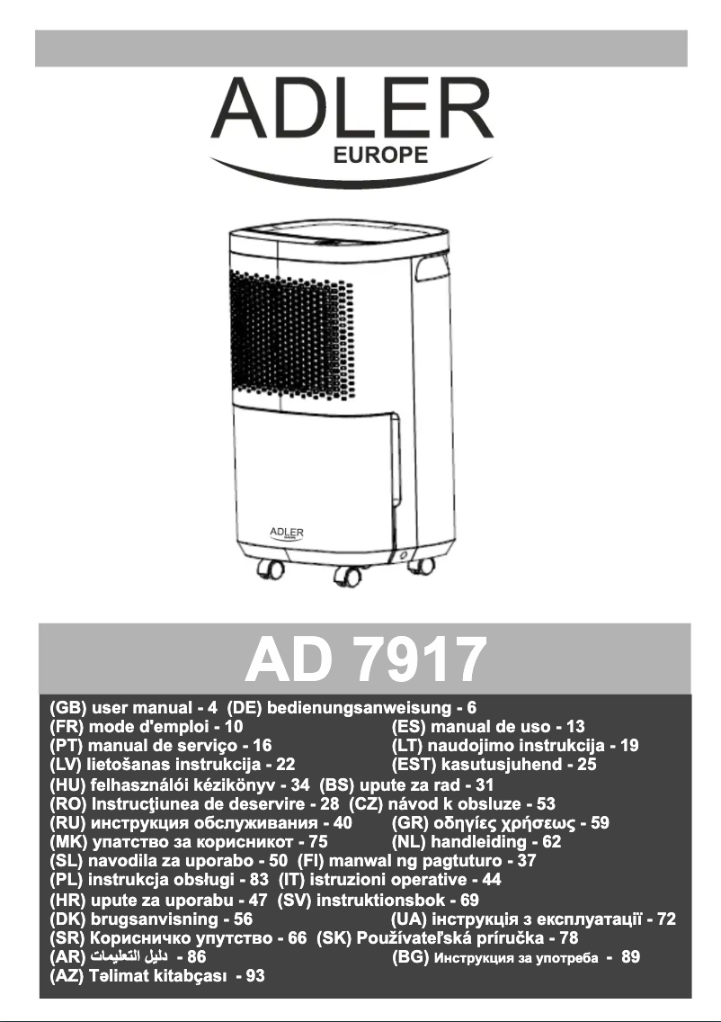 Page n°1 - Manuel utilisateur Adler AD 7917