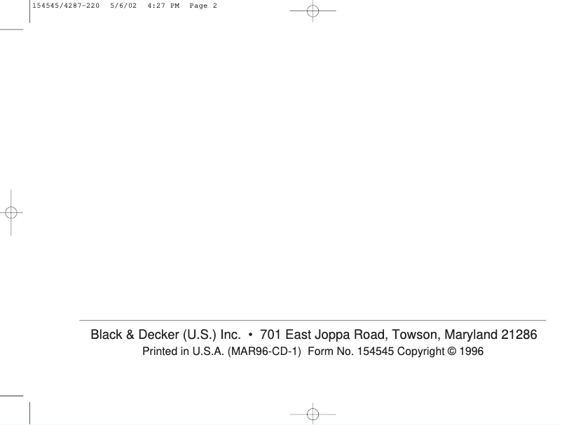 Page 1 de la notice Manuel utilisateur Black & Decker 4292