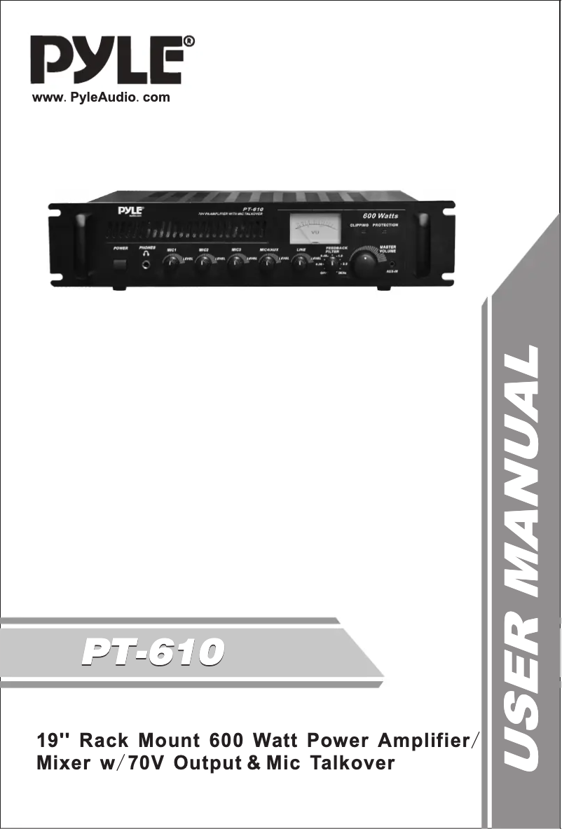 Page 1 de la notice Manuel utilisateur Pyle PT610