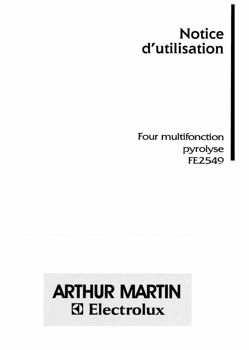Page n°1 - Manuel utilisateur Arthur Martin-Electrolux FE 2549 N1