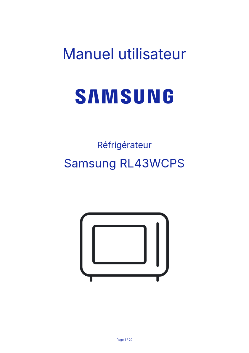 Image de la première page du manuel de l'appareil RL43WCPS