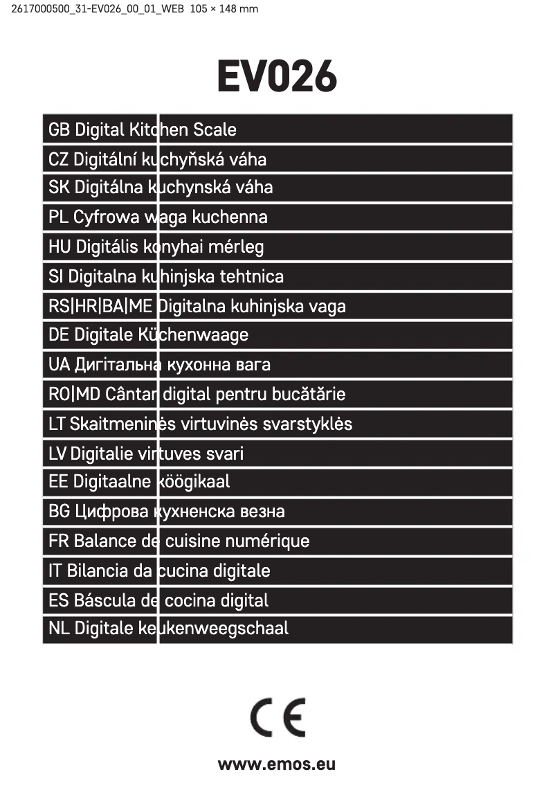 Imagen de la primera página del manual del dispositivo EV026