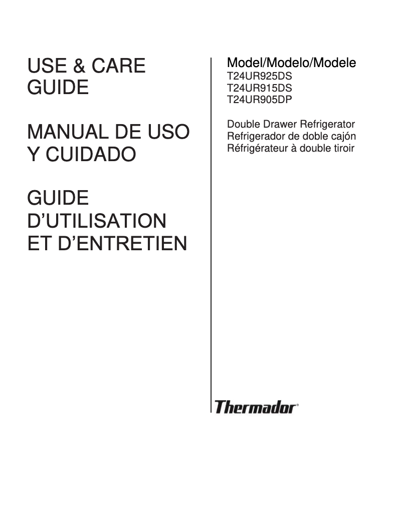 Page n°1 - Manuel utilisateur Thermador T24UR915DS