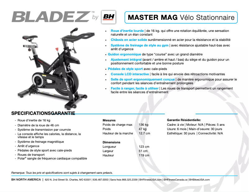 Page n°1 - Fiche technique Bladez Echelon GS