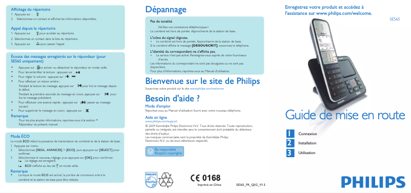 Página 1 del manual Guía de inicio rápido Philips SE565