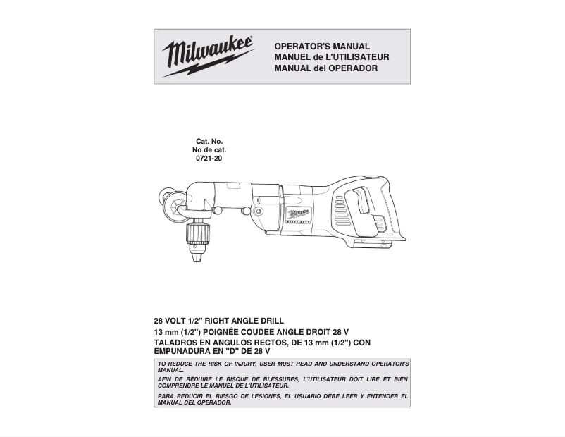 Page n°1 - Manuel utilisateur Milwaukee M28 0721-21
