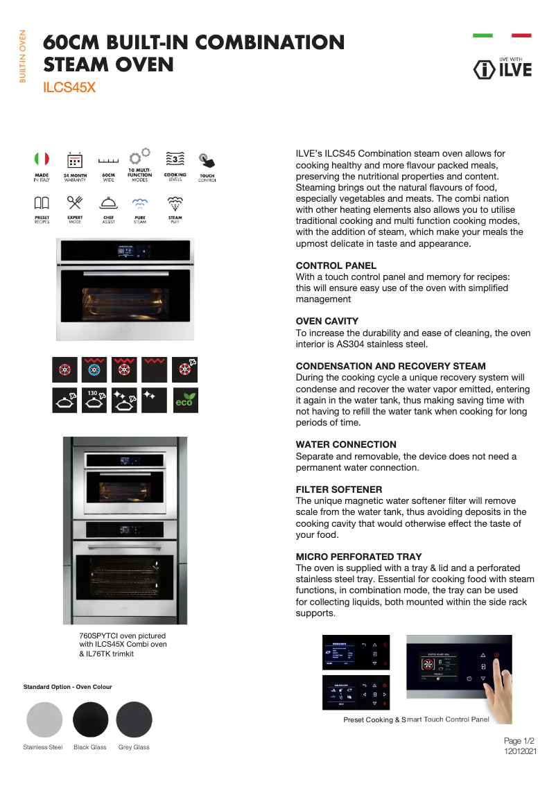 Page n°1 - Fiche technique Ilve ILCS45X