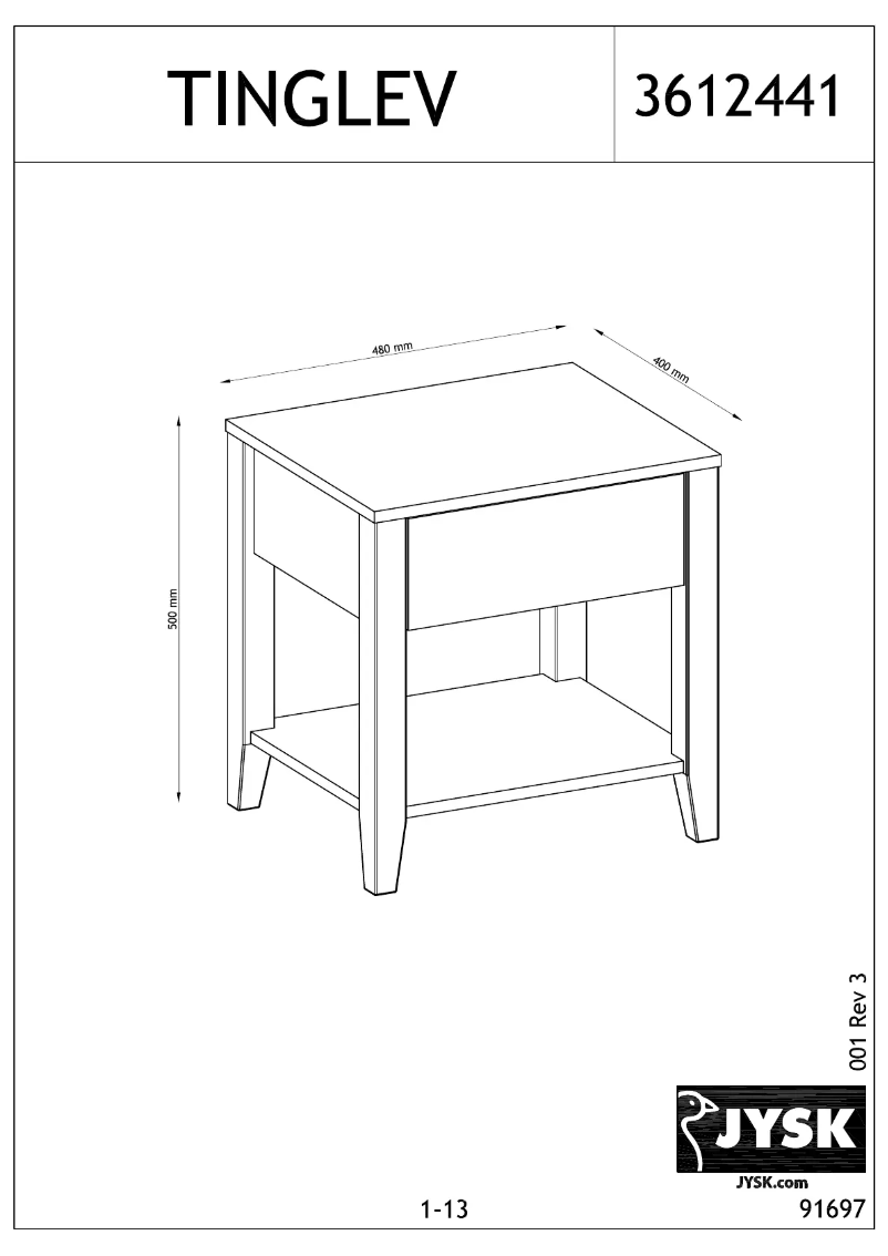 Page 1 de la notice Manuel utilisateur JYSK TINGLEV