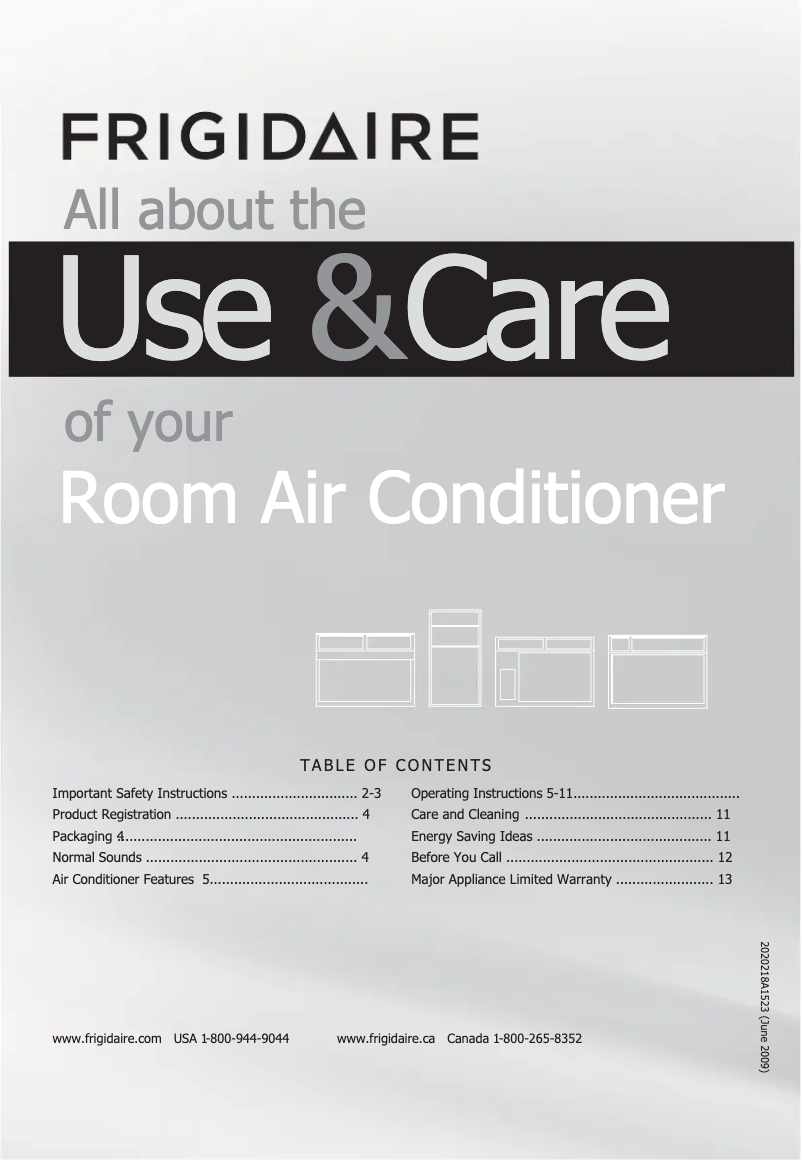 Page 1 de la notice Manuel d'utilisation et d'entretien Frigidaire FFRH2522R2