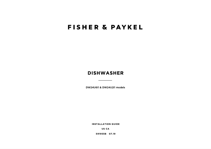 Page 1 de la notice Guide d'installation Fisher & Paykel DW24U2I1