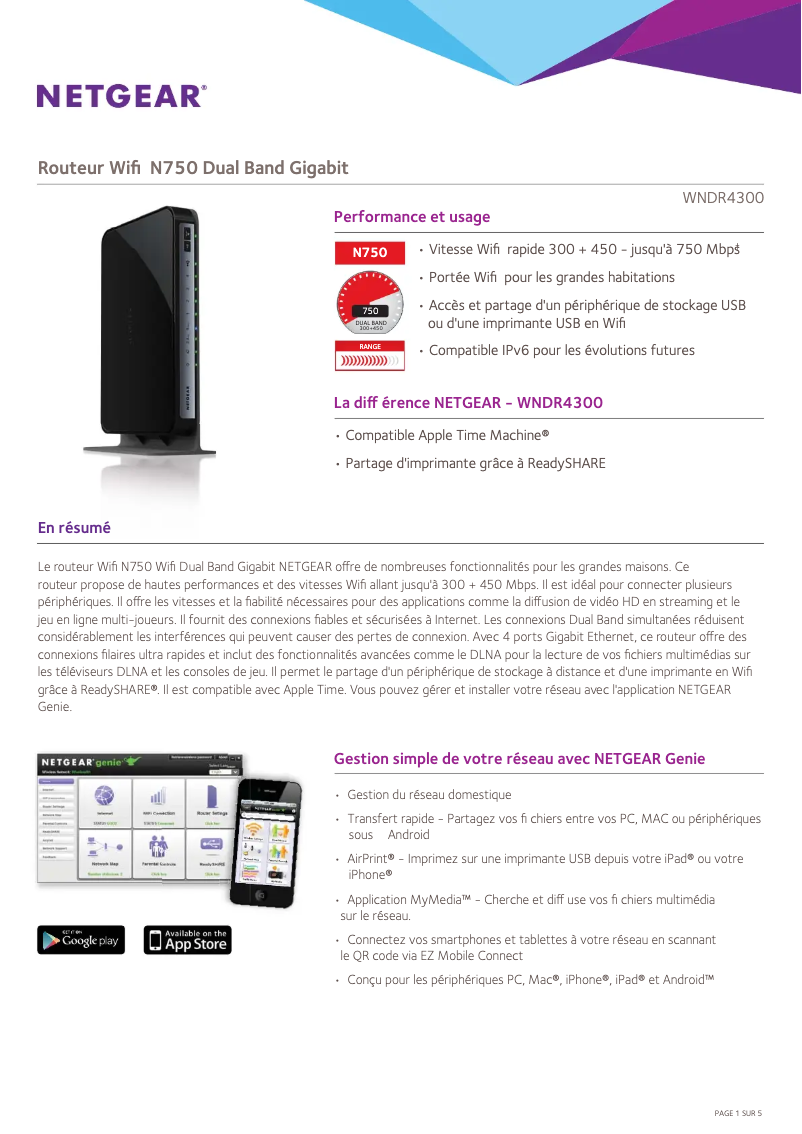 Page n°1 - Fiche technique Netgear WNDR4300v2