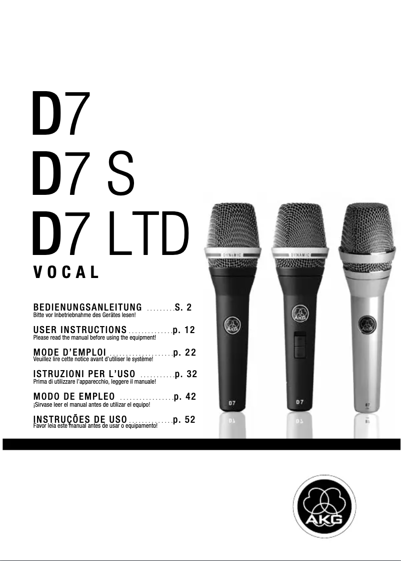 Page n°1 - Manuel utilisateur AKG D7 S