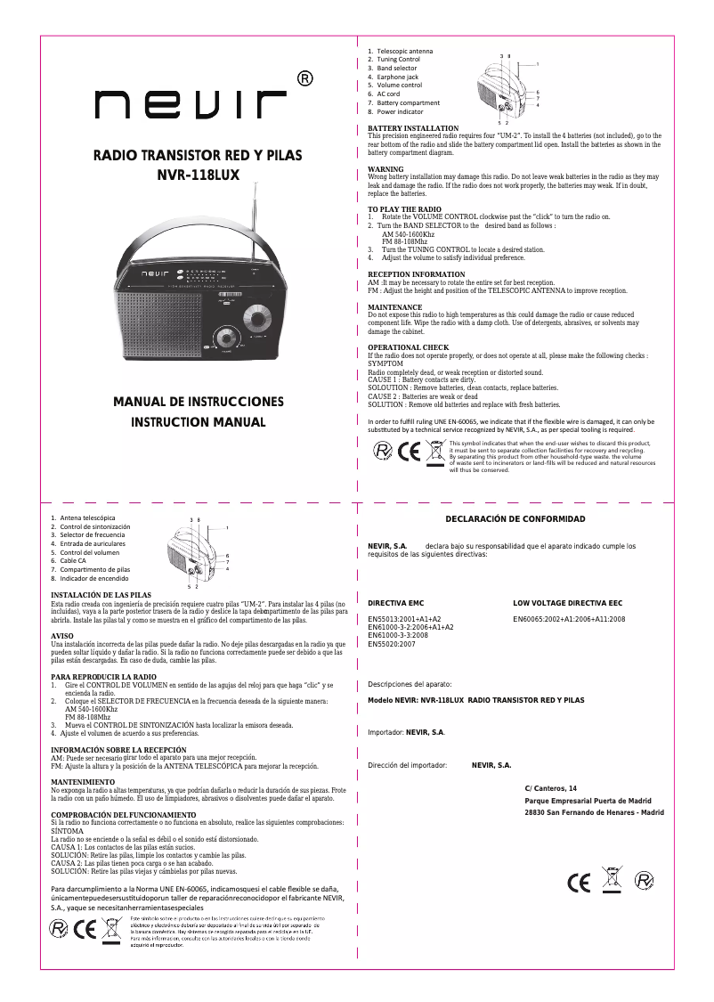 Image de la première page du manuel de l'appareil NVR118