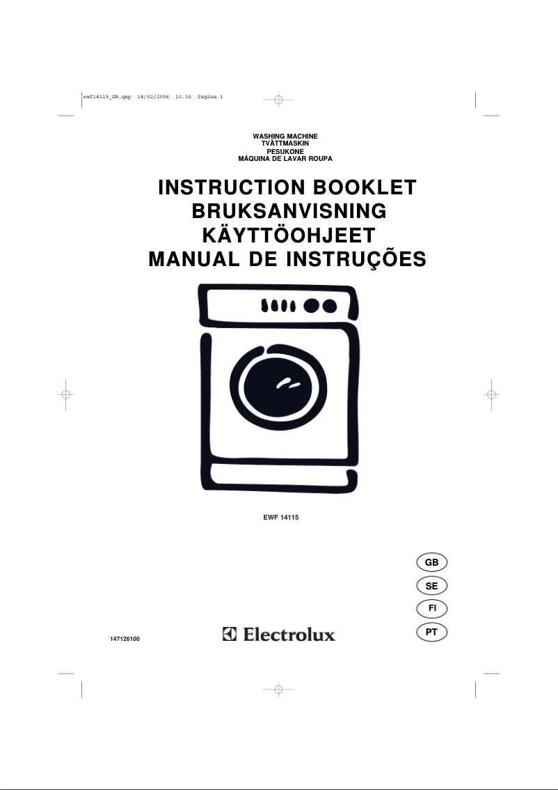 Page n°1 - Manuel utilisateur Electrolux EWF14115