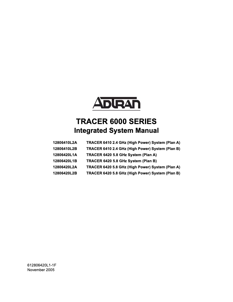 Page 1 de la notice Manuel utilisateur Adtran Tracer 6420