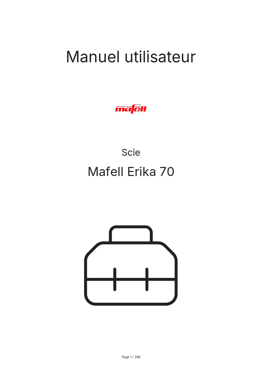 Page n°1 - Manuel utilisateur Mafell Erika 70