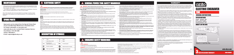 Page 1 de la notice Manuel utilisateur Ozito EGR-2050U