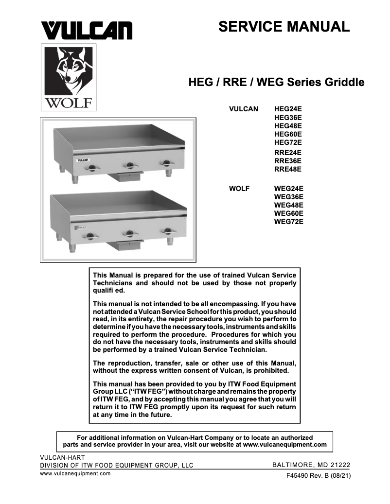 Page n°1 - Manuel utilisateur Vulcan HEG48E