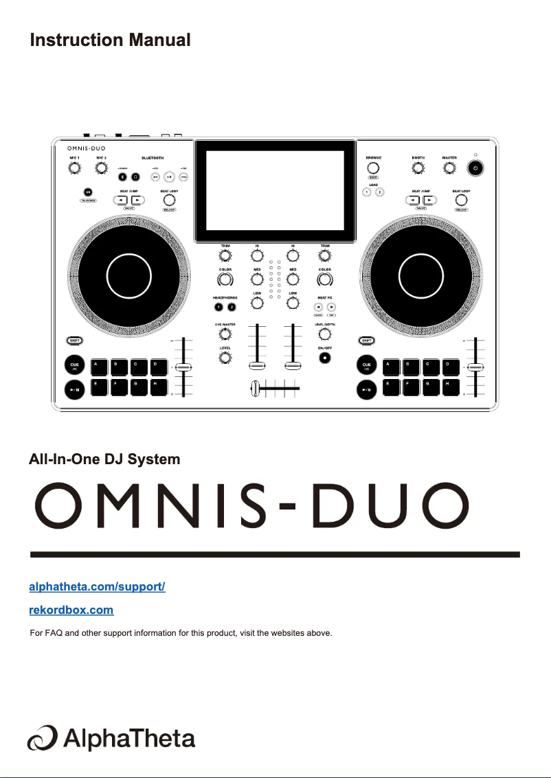 Page n°1 - Manuel utilisateur AlphaTheta OMNIS-DUO