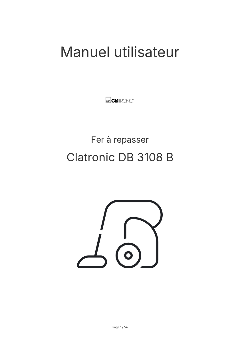Page n°1 - Manuel utilisateur Clatronic DB 3108 B